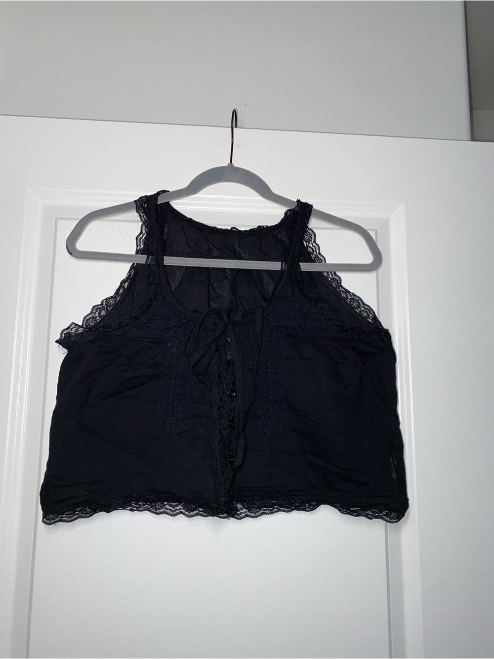 Black Lace Trim Women's Tank Top